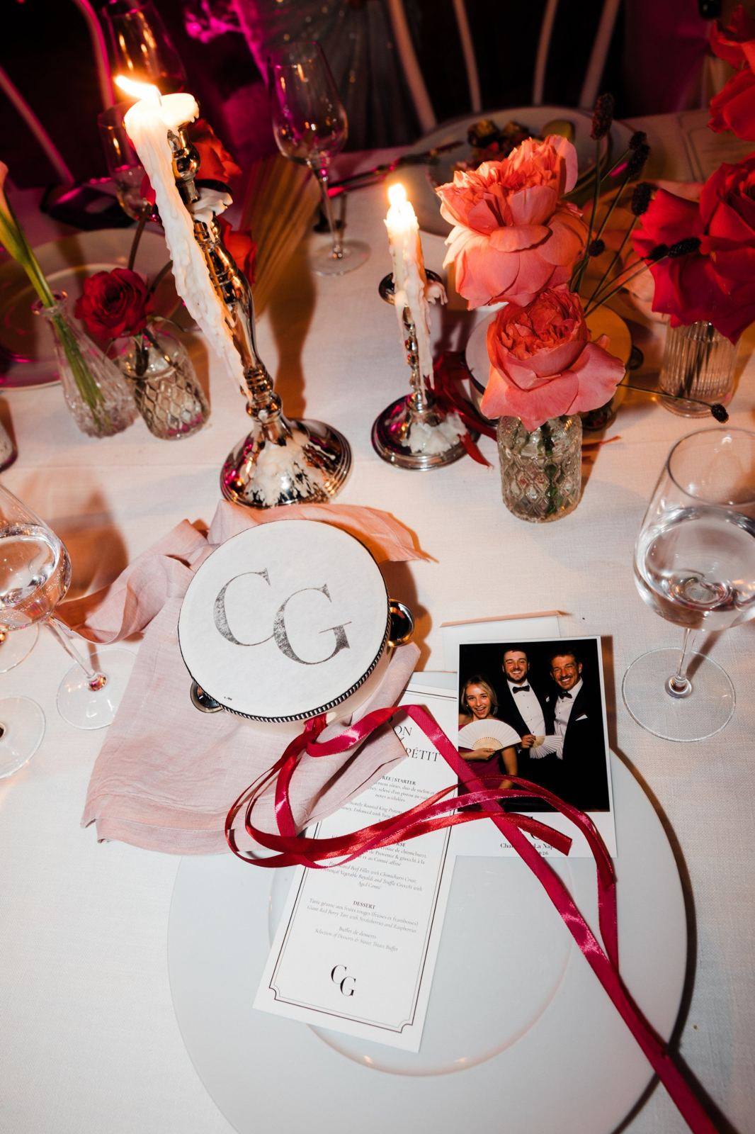 Monogrammed wedding table setting