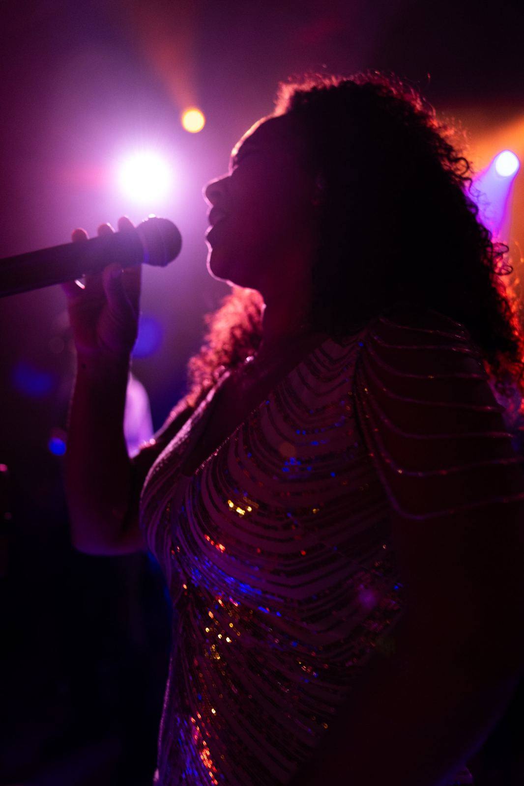 Singer on stage at the wedding party